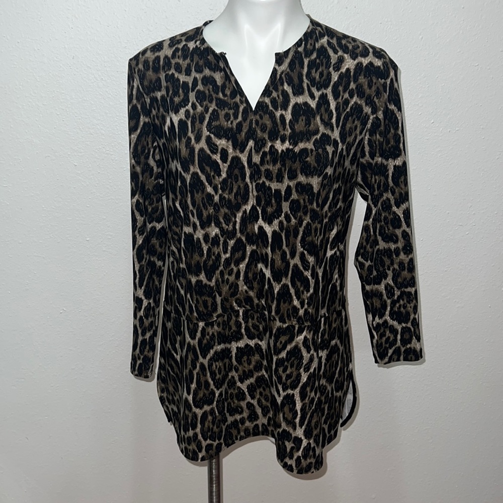 Anne Klein Leopard Print Shirt Sz L